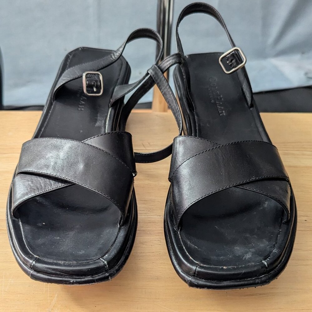 VINTAGE Black Platform COLE HAAN Chunky Heel Strapped Sandals Size 8.5B US
